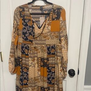 Bohemian Patchwork Long Sleeve Dress